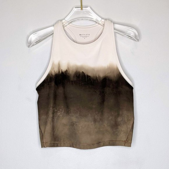 Athleta Tops - Athleta Brown Shanti Watercolor Stripe Cropped Tank Top Racerback Size S
